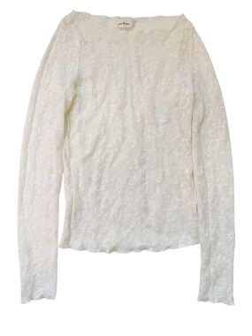 ese o ese Floral Lace Long Sleeve Top Cream Size XS